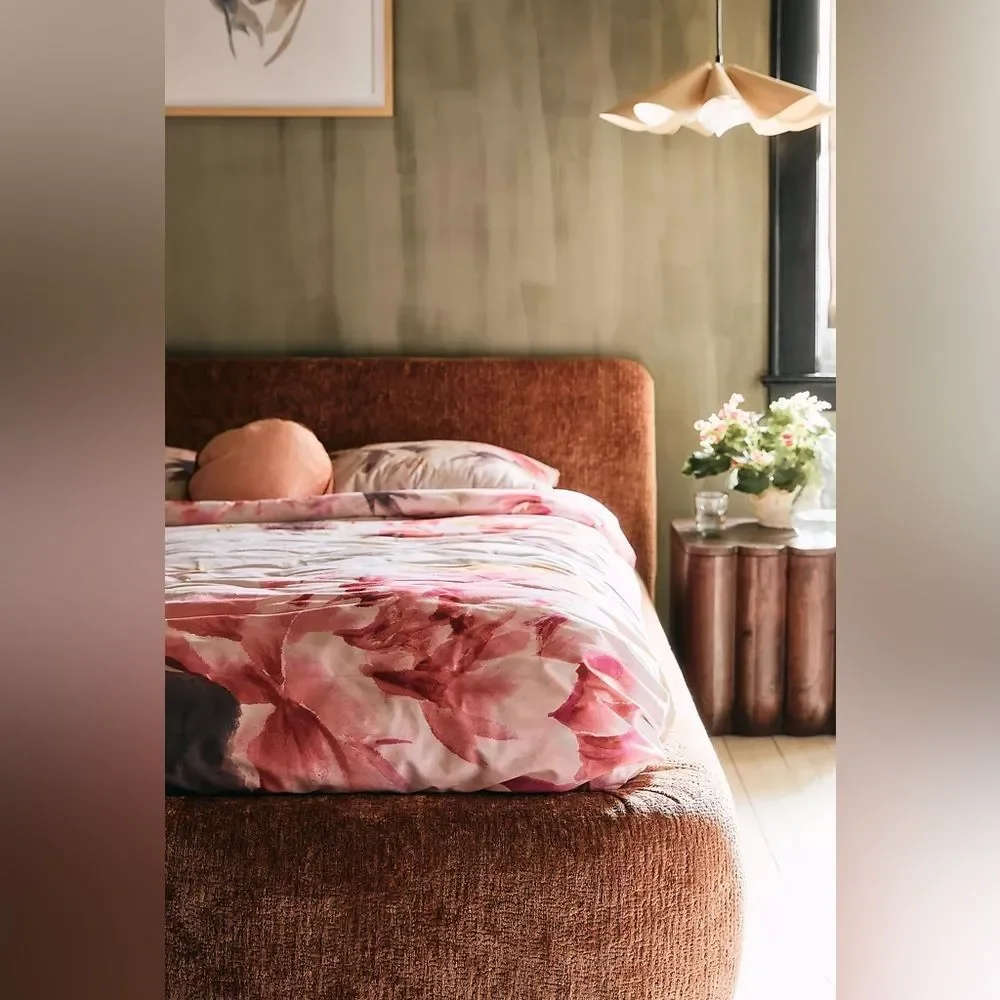 Anthropologie Velvet Shannon Floral Quilt Pink Neutral Queen NWT